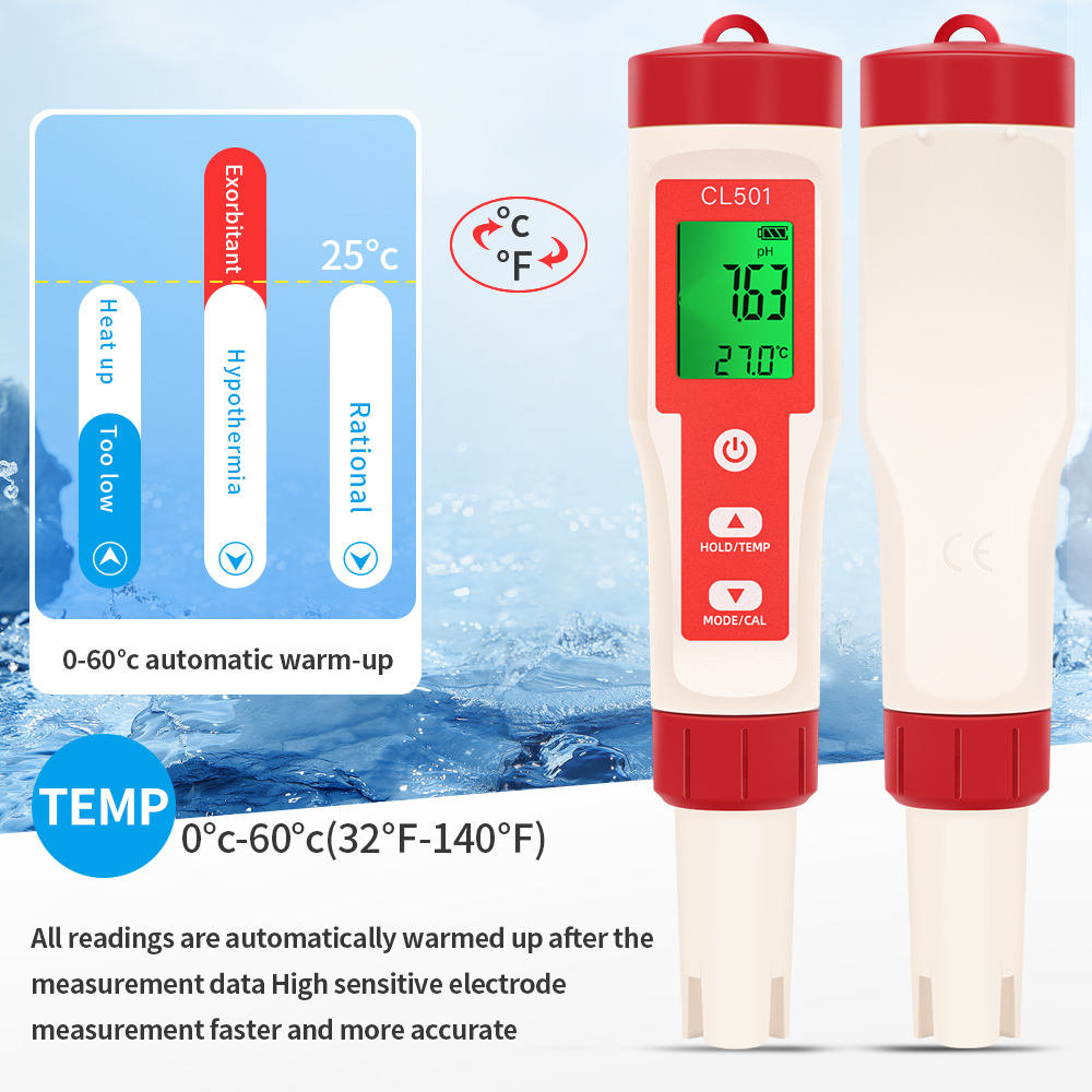 Medidor de temperatura PH/CL2/ - Marine Aquarium Water Testing reseña y precio